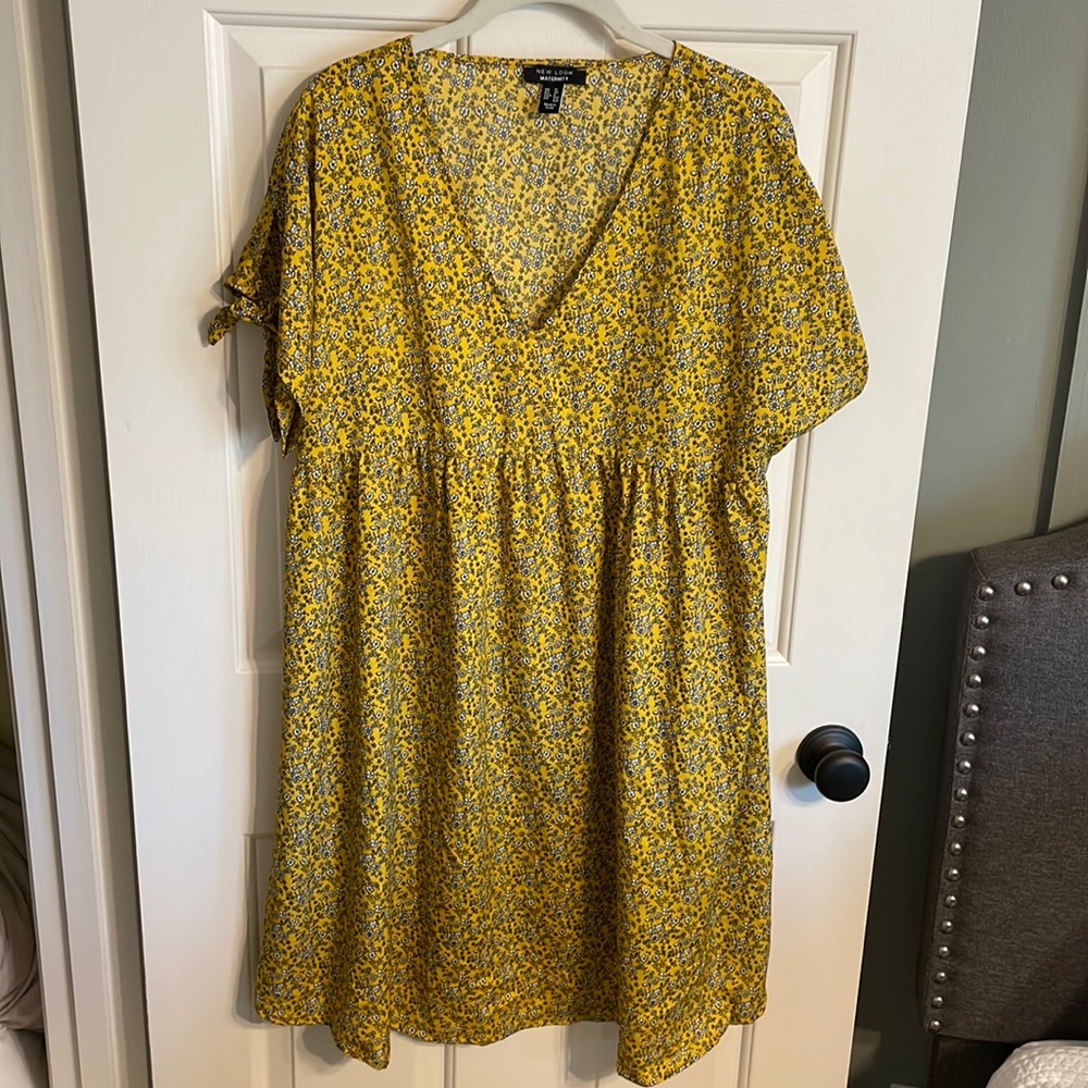Yellow floral maternity dress